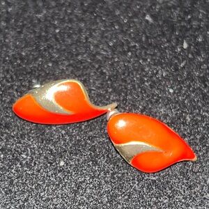 Elegant Red and Gold Leaf Earrings